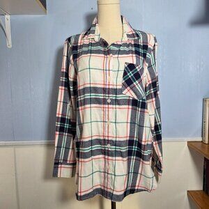 Old Navy Medium Teal Orange Longsleeve Button Up Fall Casual Cotton Plaid Shirt